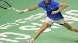 Jannik Sinner Piala Davis 2024, di Malaga, Spanyol November lalu. Foto: Reuters